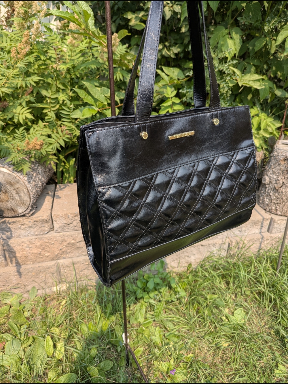 Steve Madden Quilted Tote Bag Purse Clutch Officecore Mob Wife Quiet Luxury - Picture 5 of 13